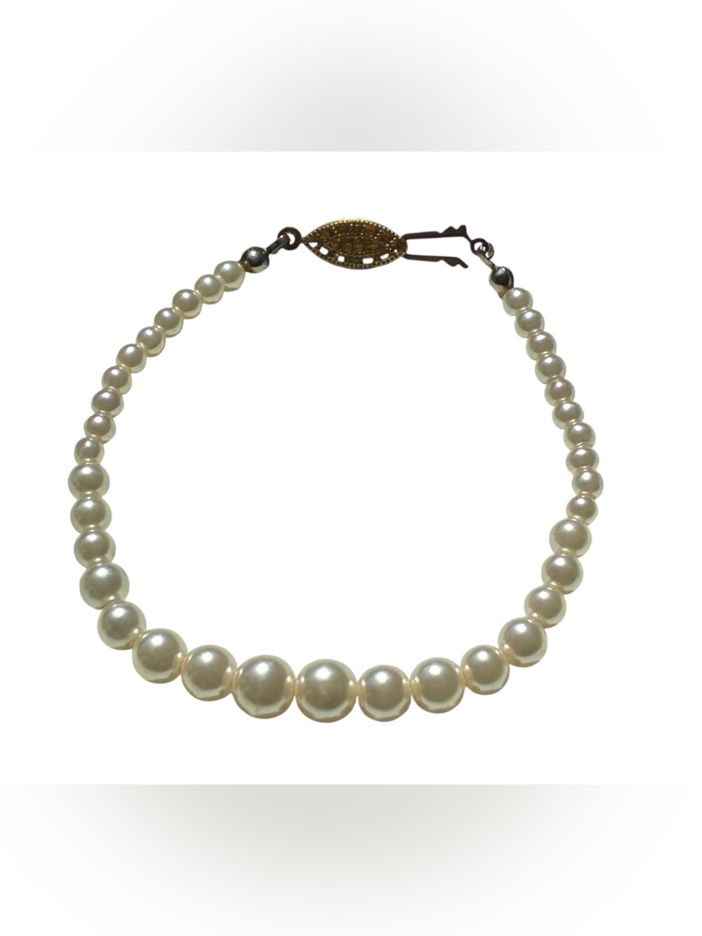 VINTAGE FAUX PEARL BRACELET FILIGREE CLASP